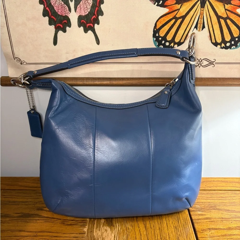 Coach Kristin Woven Blue Leather Hobo